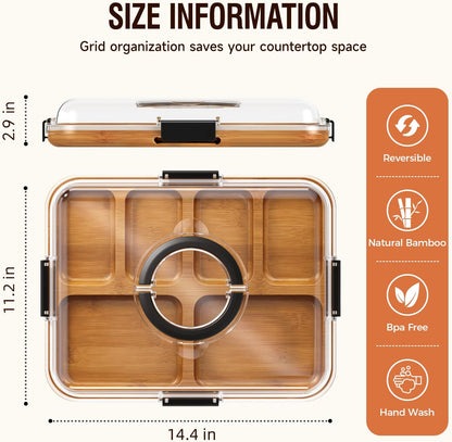 Charcuterie Board with Lid, Carbonized Bamboo, Knives Set and Bowls | Portable Double-Sided Locking Design, Cheese, veggie & Snack Serving Tray, Great for Picnics & Housewarming Gifts