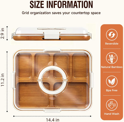 Charcuterie Board with Lid, Carbonized Bamboo, Knives Set and Bowls | Portable Double-Sided Locking Design, Cheese, veggie & Snack Serving Tray, Great for Picnics & Housewarming Gifts