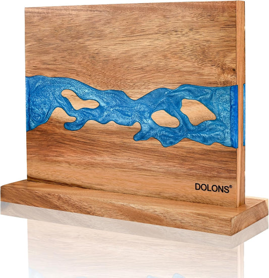 Magnetic Knife Block,Acacia Wood And Resin Kitchen Magnetic Knife Holder，Equipped with strong magnets,Multifunctional Double Side Knife Storage Organizer for Kitchen Counter ，Gifts for new home
