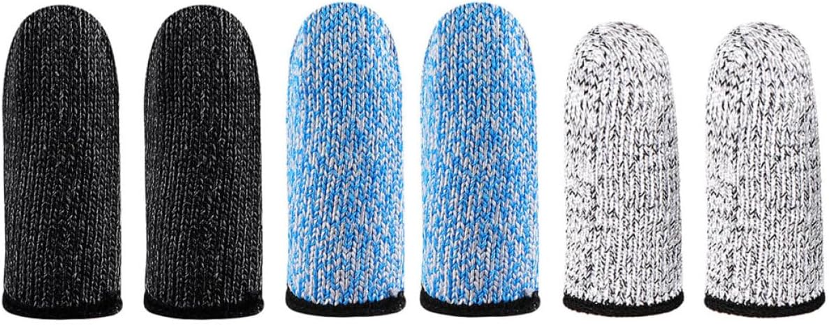 3 Pairs Cut Resistant Finger Cots High Abrasion Protection Finger Sleeves for Crafting and Kitchen Use Elastic Multi-Color Pack Gray Blue Black