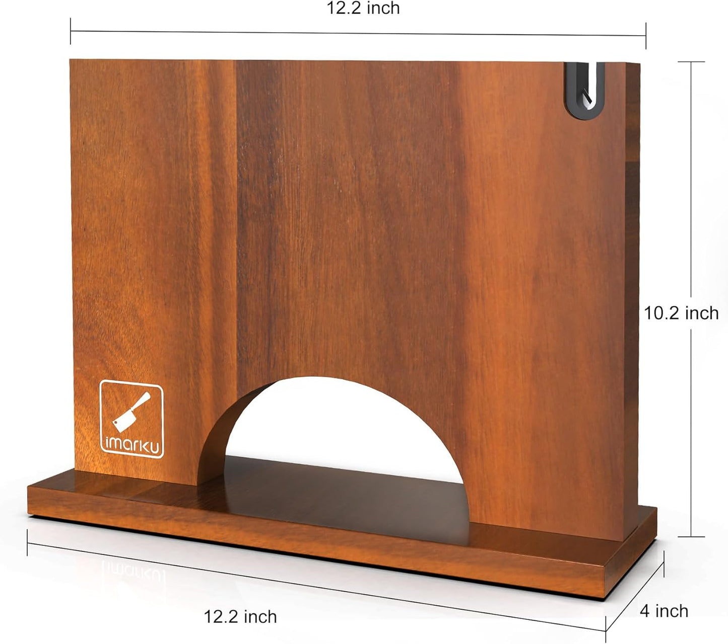 Magnetic Knife Block with Built-in Handle, Double Sided Acacia Wood Magnetic Knife Holder for Kitchen Counter, Magnetic Knife Storage Stand with Knife Sharpener, Easy to Clean & Move