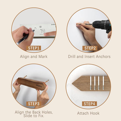 Magnetic Knife Block with Built-in Handle, Double Sided Acacia Wood Magnetic Knife Holder for Kitchen Counter, Magnetic Knife Storage Stand with Knife Sharpener, Easy to Clean & Move