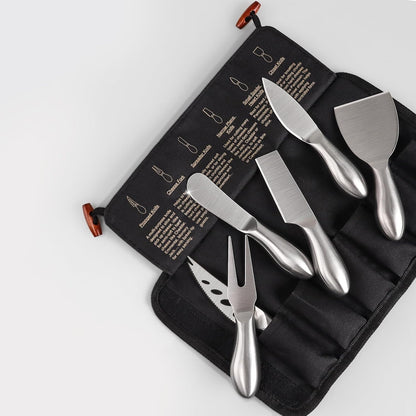 6-Piece Cheese Knife Set, Premium Stainless Steel Cheese Knives for Charcuterie Board for Cutting Hard Medium Soft Cheese, Mini Metal Cheese Cutter Knife Butter Knife with Storage Bag Gift Set