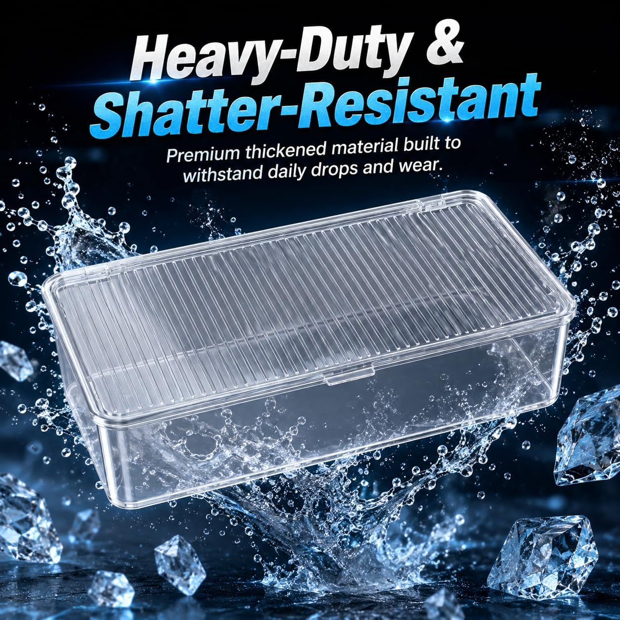 Clear Plastic Storage Bin with Lid, Small Silverware Organizer with Cover, Transparent Kitchen Utensil Drawer Tray for RV Countertop Flatware