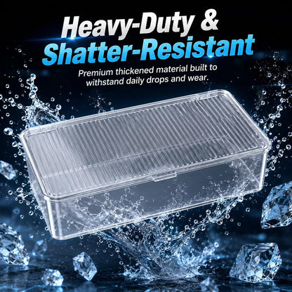 Clear Plastic Storage Bin with Lid, Small Silverware Organizer with Cover, Transparent Kitchen Utensil Drawer Tray for RV Countertop Flatware