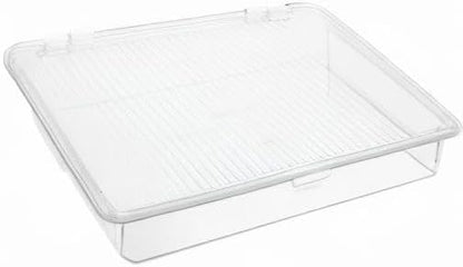 Clear Plastic Storage Bin with Lid, Small Silverware Organizer with Cover, Transparent Kitchen Utensil Drawer Tray for RV Countertop Flatware