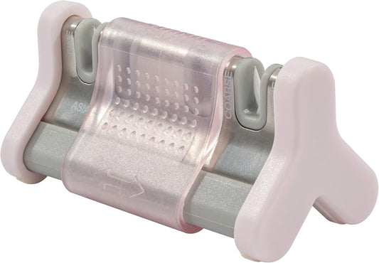 Smith’ 51135 Slide Sharp Edge Grip 4-Slot Sharpener - Pink - Compact - Non-Slip Base - Patented V Grip - Straight Edge & Serrated Blades - Asian Knife Sharpener