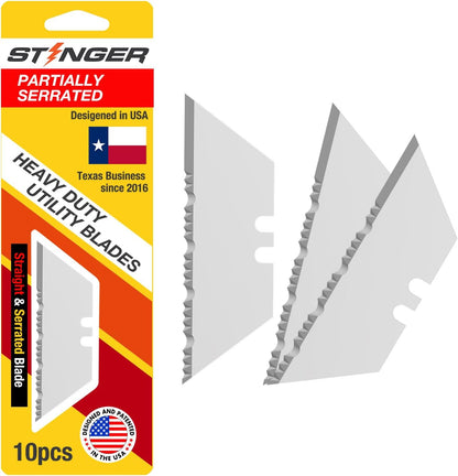 Special Edition Damascus Pattern Partially Serrated Utility Blades, SK5 Steel Box Cutter Blades, Standard Size Fits Most Utility Knives, 10-Pack with Plastic Case