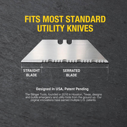 Special Edition Damascus Pattern Partially Serrated Utility Blades, SK5 Steel Box Cutter Blades, Standard Size Fits Most Utility Knives, 10-Pack with Plastic Case