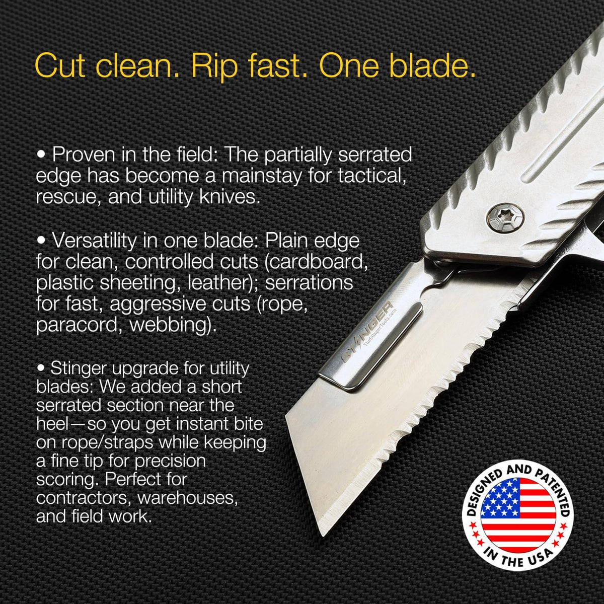 Special Edition Damascus Pattern Partially Serrated Utility Blades, SK5 Steel Box Cutter Blades, Standard Size Fits Most Utility Knives, 10-Pack with Plastic Case