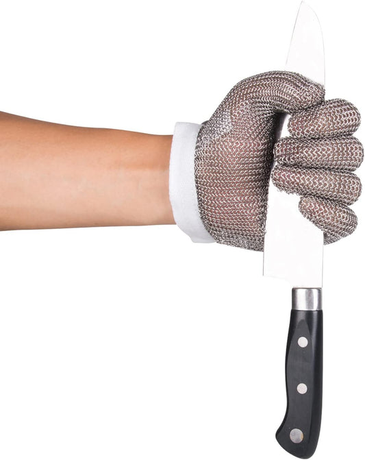 Cut Resistant Gloves Stainless Steel 304L Wire Mesh for Cutting Slicing Chopping Meat Processing GL08 S(One piece)