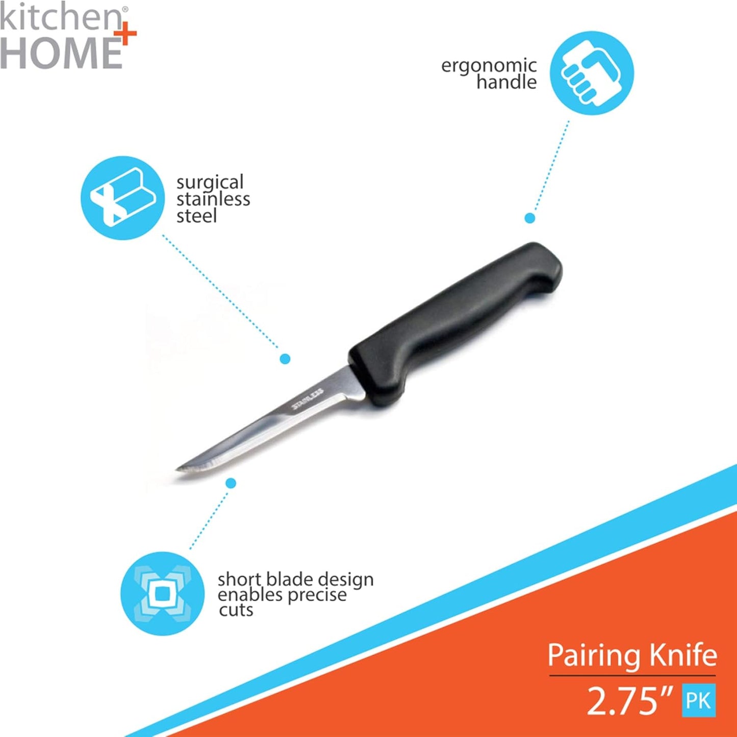 Paring Knife – 2.5” Ultra Sharp Surgical Stainless Steel Paring Knives – 3 Pack