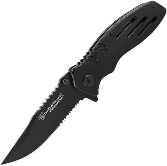 Accessories Extreme Ops SWA24S 7.1in S.S. Folding Knife with 3.1in Serrated Clip Point Blade and Aluminum Handle for Outdoor