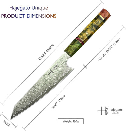 Damascus Chef Knife Kiritsuke Unique One Of Kind Handle Professional 8 Inch Japanese Chefs Kitchen Knife Vg10 67 Layers Damascus Steel Knive with Sheath