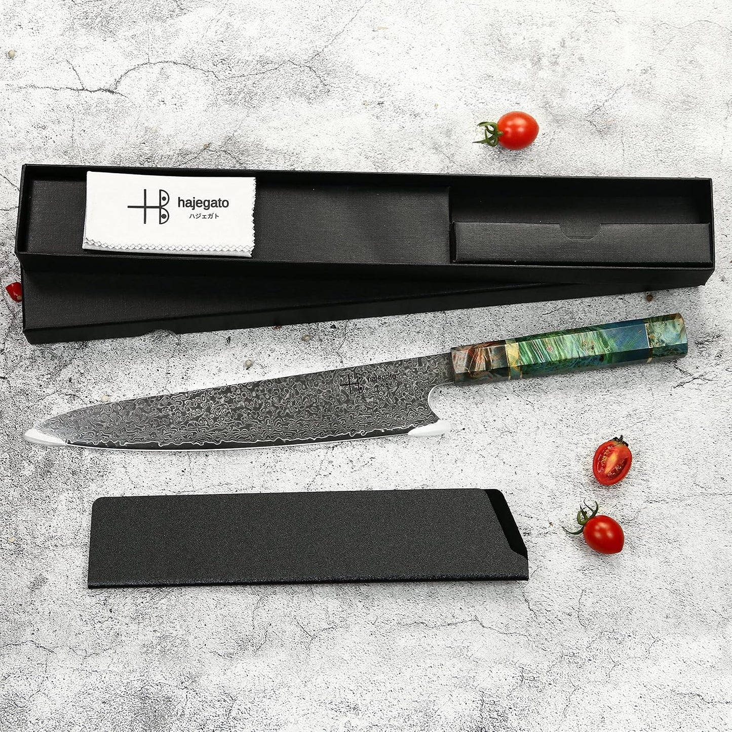 Damascus Chef Knife Kiritsuke Unique One Of Kind Handle Professional 8 Inch Japanese Chefs Kitchen Knife Vg10 67 Layers Damascus Steel Knive with Sheath