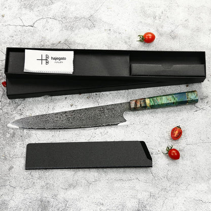 Damascus Chef Knife Kiritsuke Unique One Of Kind Handle Professional 8 Inch Japanese Chefs Kitchen Knife Vg10 67 Layers Damascus Steel Knive with Sheath