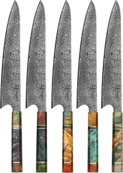 Damascus Chef Knife Kiritsuke Unique One Of Kind Handle Professional 8 Inch Japanese Chefs Kitchen Knife Vg10 67 Layers Damascus Steel Knive with Sheath