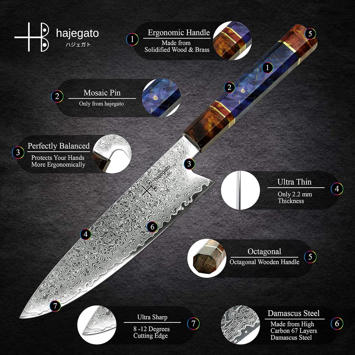 Damascus Chef Knife Kiritsuke Unique One Of Kind Handle Professional 8 Inch Japanese Chefs Kitchen Knife Vg10 67 Layers Damascus Steel Knive with Sheath