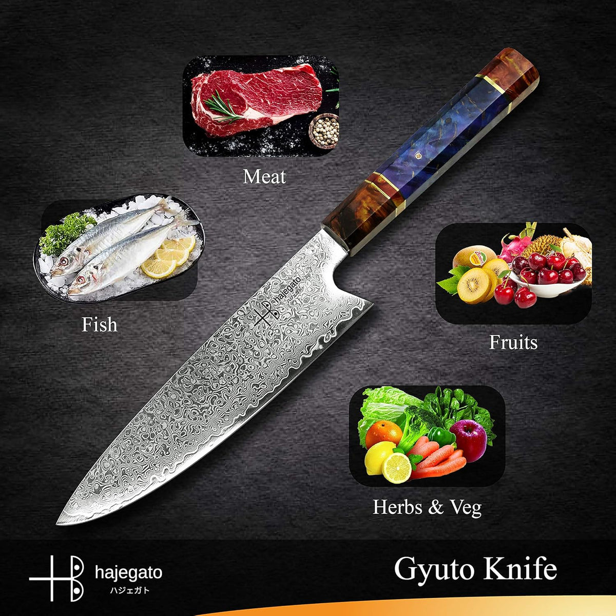 Damascus Chef Knife Kiritsuke Unique One Of Kind Handle Professional 8 Inch Japanese Chefs Kitchen Knife Vg10 67 Layers Damascus Steel Knive with Sheath