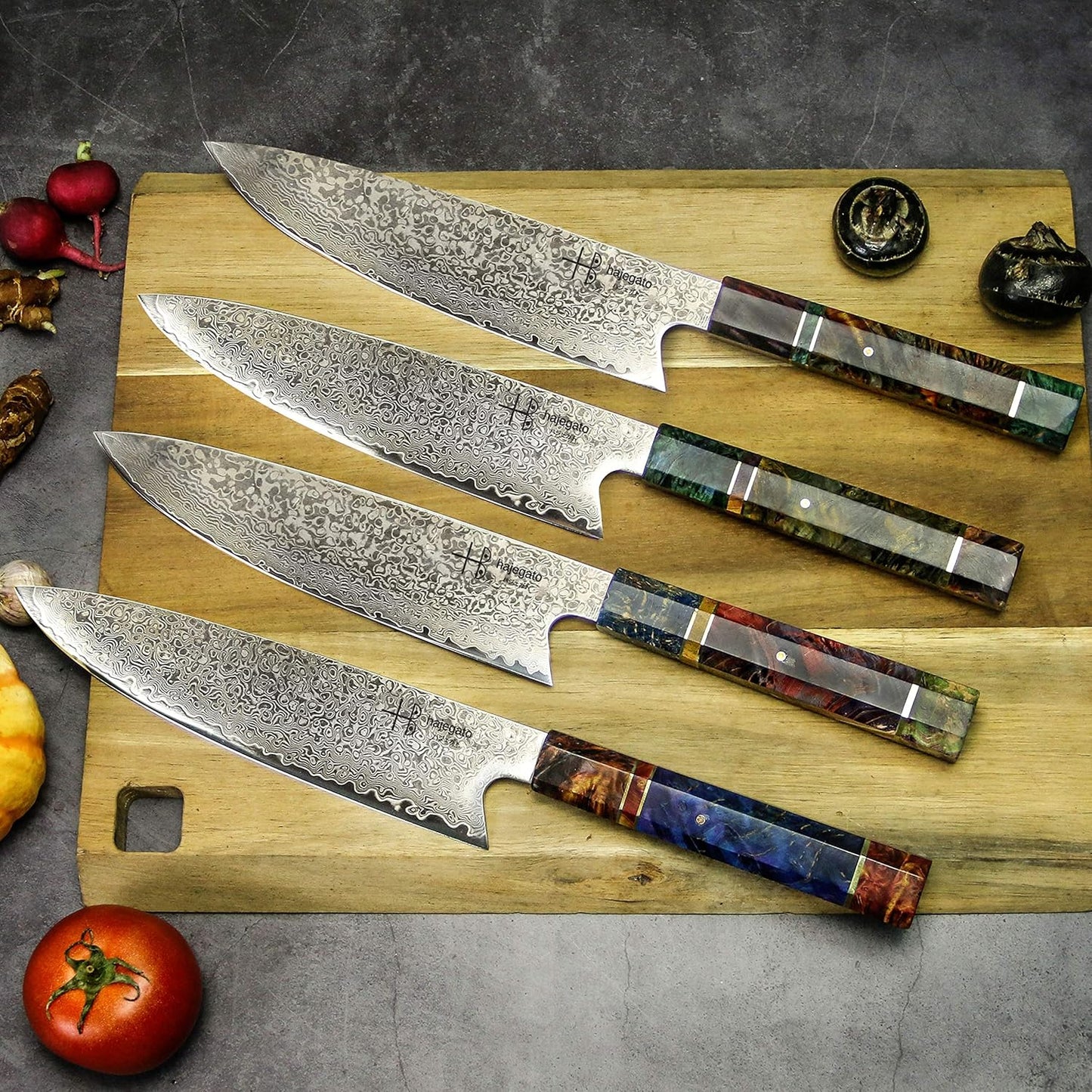 Damascus Chef Knife Kiritsuke Unique One Of Kind Handle Professional 8 Inch Japanese Chefs Kitchen Knife Vg10 67 Layers Damascus Steel Knive with Sheath