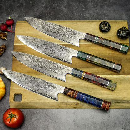 Damascus Chef Knife Kiritsuke Unique One Of Kind Handle Professional 8 Inch Japanese Chefs Kitchen Knife Vg10 67 Layers Damascus Steel Knive with Sheath