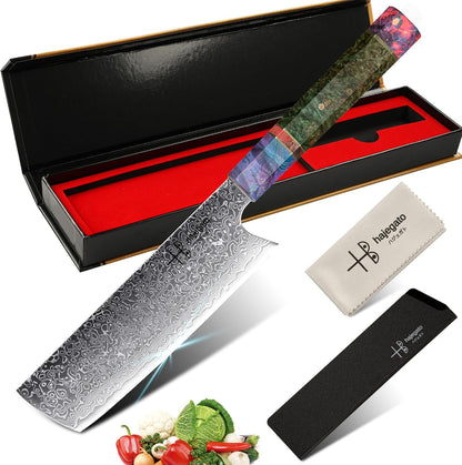 Damascus Chef Knife Kiritsuke Unique One Of Kind Handle Professional 8 Inch Japanese Chefs Kitchen Knife Vg10 67 Layers Damascus Steel Knive with Sheath