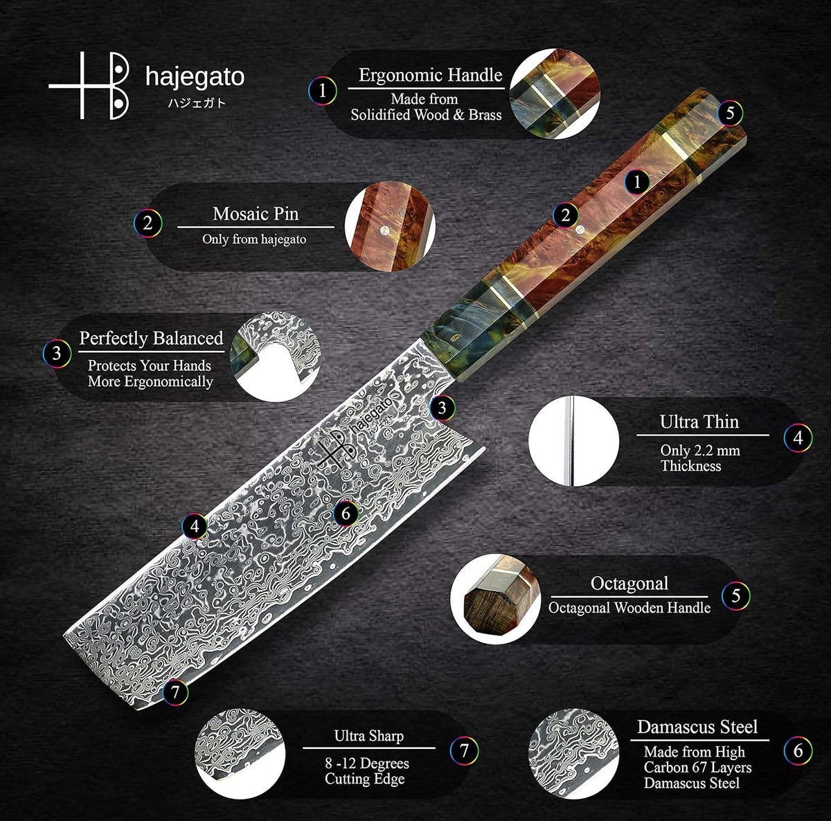 Damascus Chef Knife Kiritsuke Unique One Of Kind Handle Professional 8 Inch Japanese Chefs Kitchen Knife Vg10 67 Layers Damascus Steel Knive with Sheath