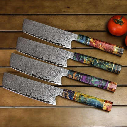 Damascus Chef Knife Kiritsuke Unique One Of Kind Handle Professional 8 Inch Japanese Chefs Kitchen Knife Vg10 67 Layers Damascus Steel Knive with Sheath