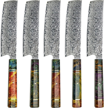 Damascus Chef Knife Kiritsuke Unique One Of Kind Handle Professional 8 Inch Japanese Chefs Kitchen Knife Vg10 67 Layers Damascus Steel Knive with Sheath