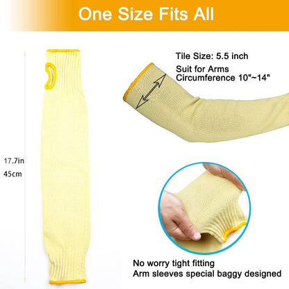 Kevlar Heat Resistant Sleeves, 19 Inch Long with Thumb Hole | Safety Anti-heat Arm Guards, For Kitchen, Gardening, Mechanic, Polish and Car Fixing Work
