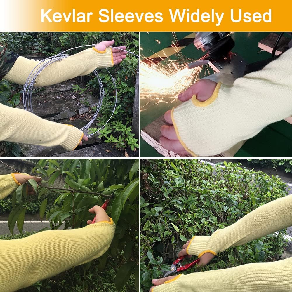 Kevlar Heat Resistant Sleeves, 19 Inch Long with Thumb Hole | Safety Anti-heat Arm Guards, For Kitchen, Gardening, Mechanic, Polish and Car Fixing Work