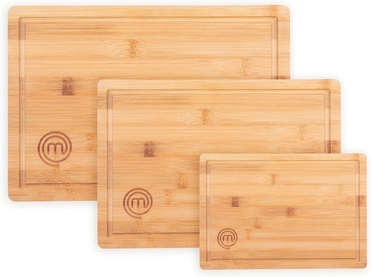 Bamboo Cutting Boards for Kitchen, Wooden Cutting Board Set of 3, Natural, Organic & Food Safe Surface, Reversible Large, Medium & Small Wooden Chopping Boards with Juice Grooves