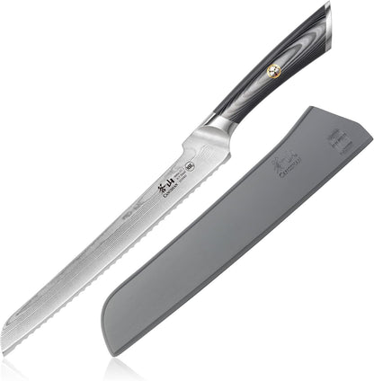 Cangshan NAKA Series 503060 X-7 Steel Forged 9-inch Offset Bread Knife with Sheath