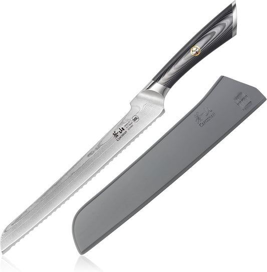 Cangshan NAKA Series 503060 X-7 Steel Forged 9-inch Offset Bread Knife with Sheath