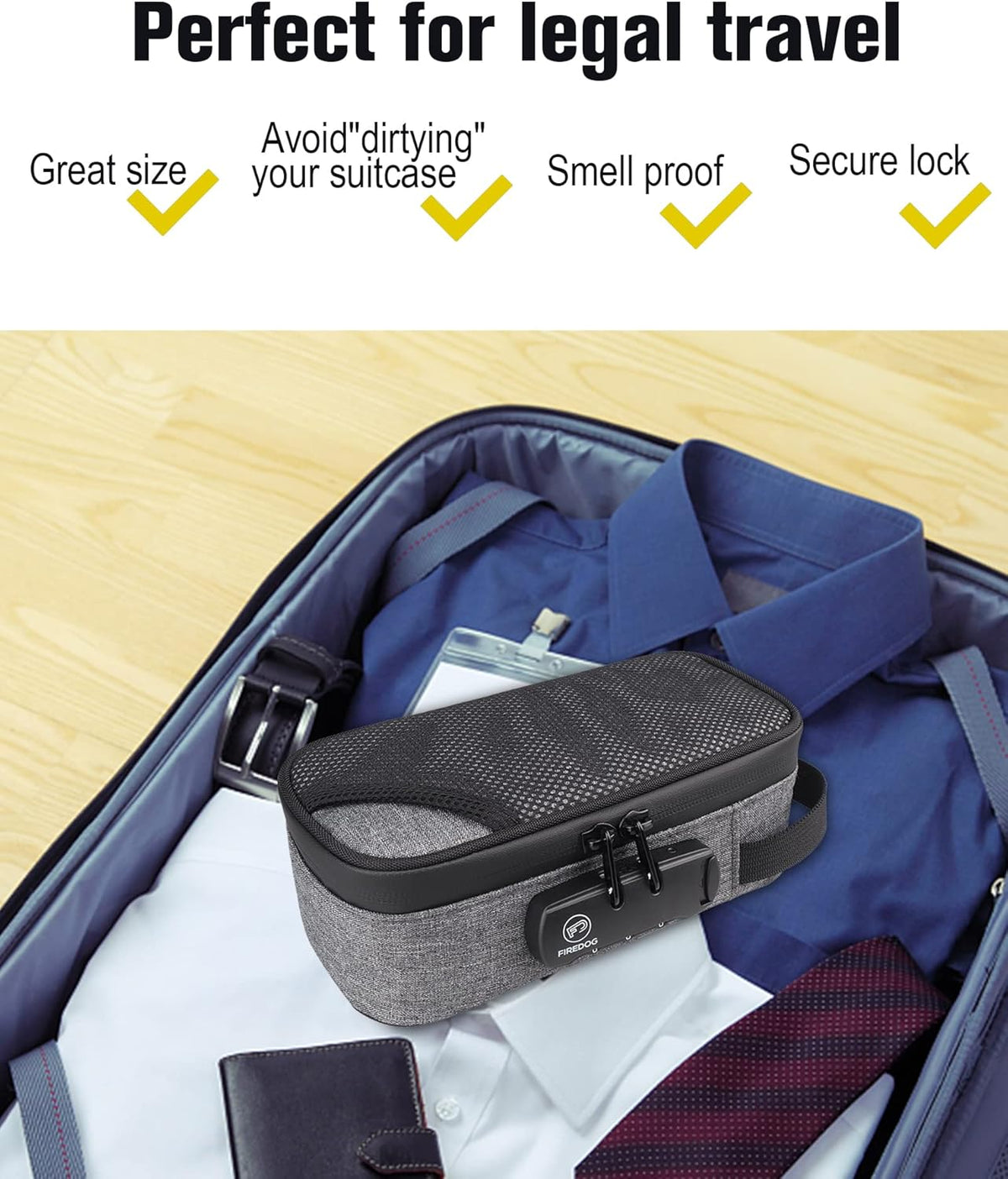 Smell Proof Case with Lock, Odor Proof Bag Containers Case Pouch for Travel Storage (Grey, 8x4x2.75 Inch)