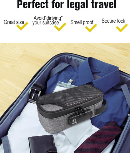 Smell Proof Case with Lock, Odor Proof Bag Containers Case Pouch for Travel Storage (Grey, 8x4x2.75 Inch)
