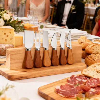Cheese Knife Set, Charcuterie Board Accessories Stainless Steel Wood Handle