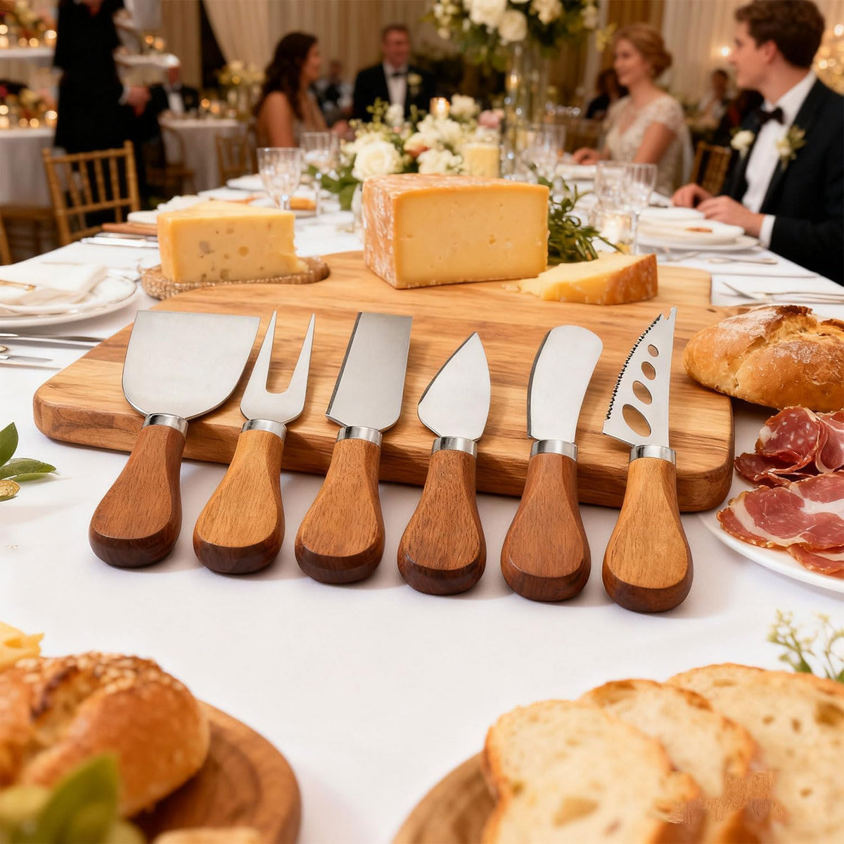 Cheese Knife Set, Charcuterie Board Accessories Stainless Steel Wood Handle