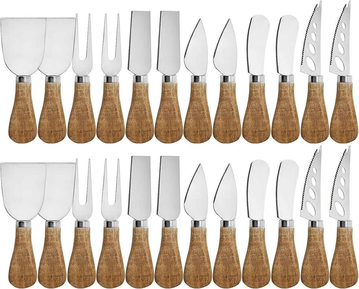 Cheese Knife Set, Charcuterie Board Accessories Stainless Steel Wood Handle
