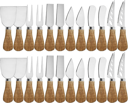Cheese Knife Set, Charcuterie Board Accessories Stainless Steel Wood Handle