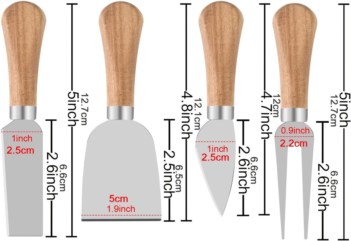 Cheese Knife Set, Charcuterie Board Accessories Stainless Steel Wood Handle