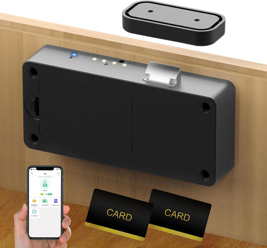 Cabinet Lock, Baby Proofing Child Proof Hidden Drawer Locks | Hidden No Drill Adhesive Keyless RFID Bluetooth App Cabinet Locks for Adults File Kitchen Cupboard Liquor Closet - Black
