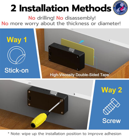 Cabinet Lock, Baby Proofing Child Proof Hidden Drawer Locks | Hidden No Drill Adhesive Keyless RFID Bluetooth App Cabinet Locks for Adults File Kitchen Cupboard Liquor Closet - Black