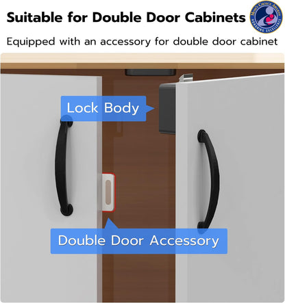 Cabinet Lock, Baby Proofing Child Proof Hidden Drawer Locks | Hidden No Drill Adhesive Keyless RFID Bluetooth App Cabinet Locks for Adults File Kitchen Cupboard Liquor Closet - Black