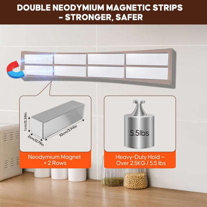 20 Inch Magnetic Knife Holder for Wall,Acacia Wood Double Sided Magnetic Knife Strip for Fridge,No Drilling
