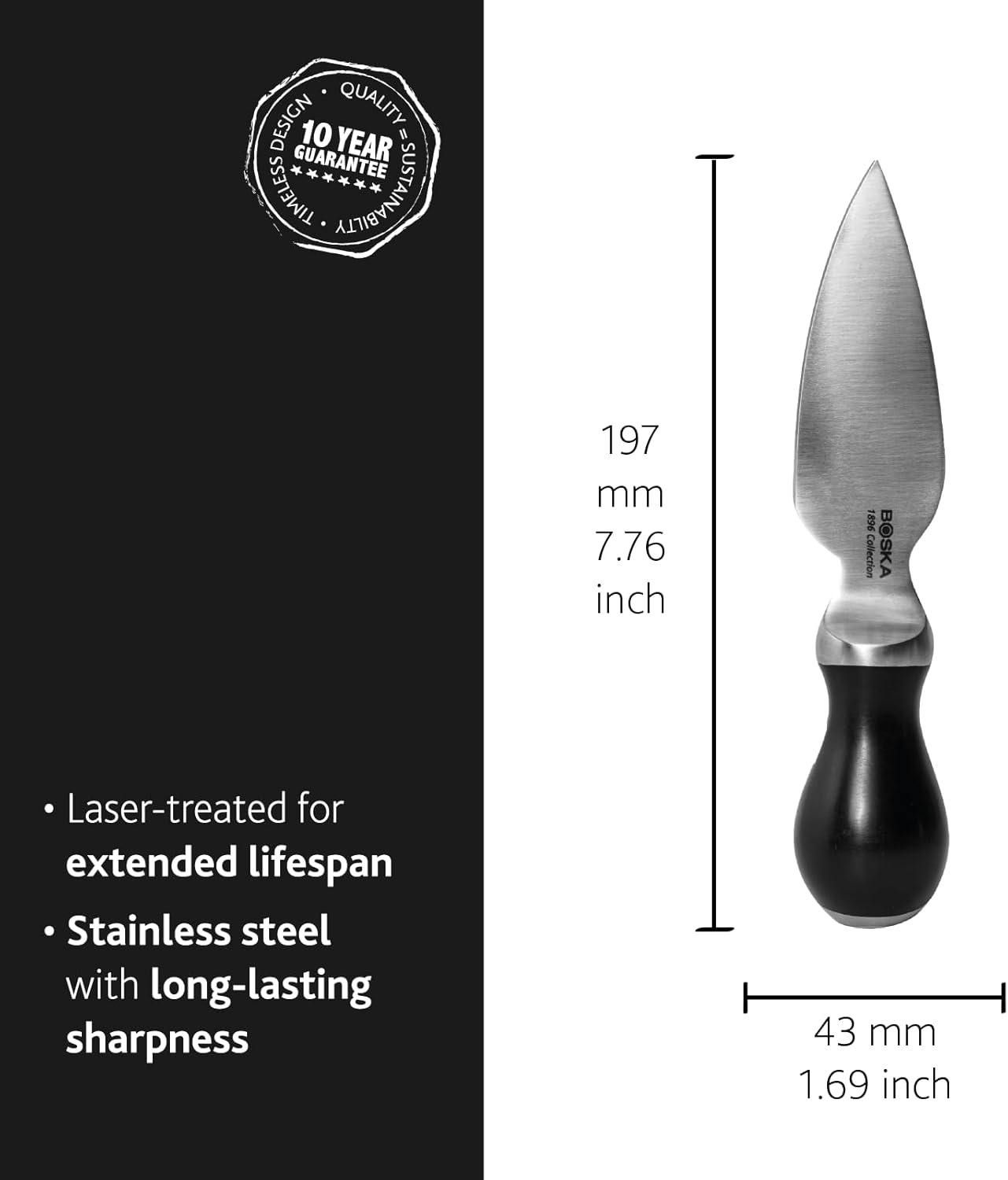 Cheese Scoring Knife Pro 90mm - Premium Quality - German Steel - 1896 Collection - for Hard Cheese Like Parmesan or Gouda - 1896 Collection
