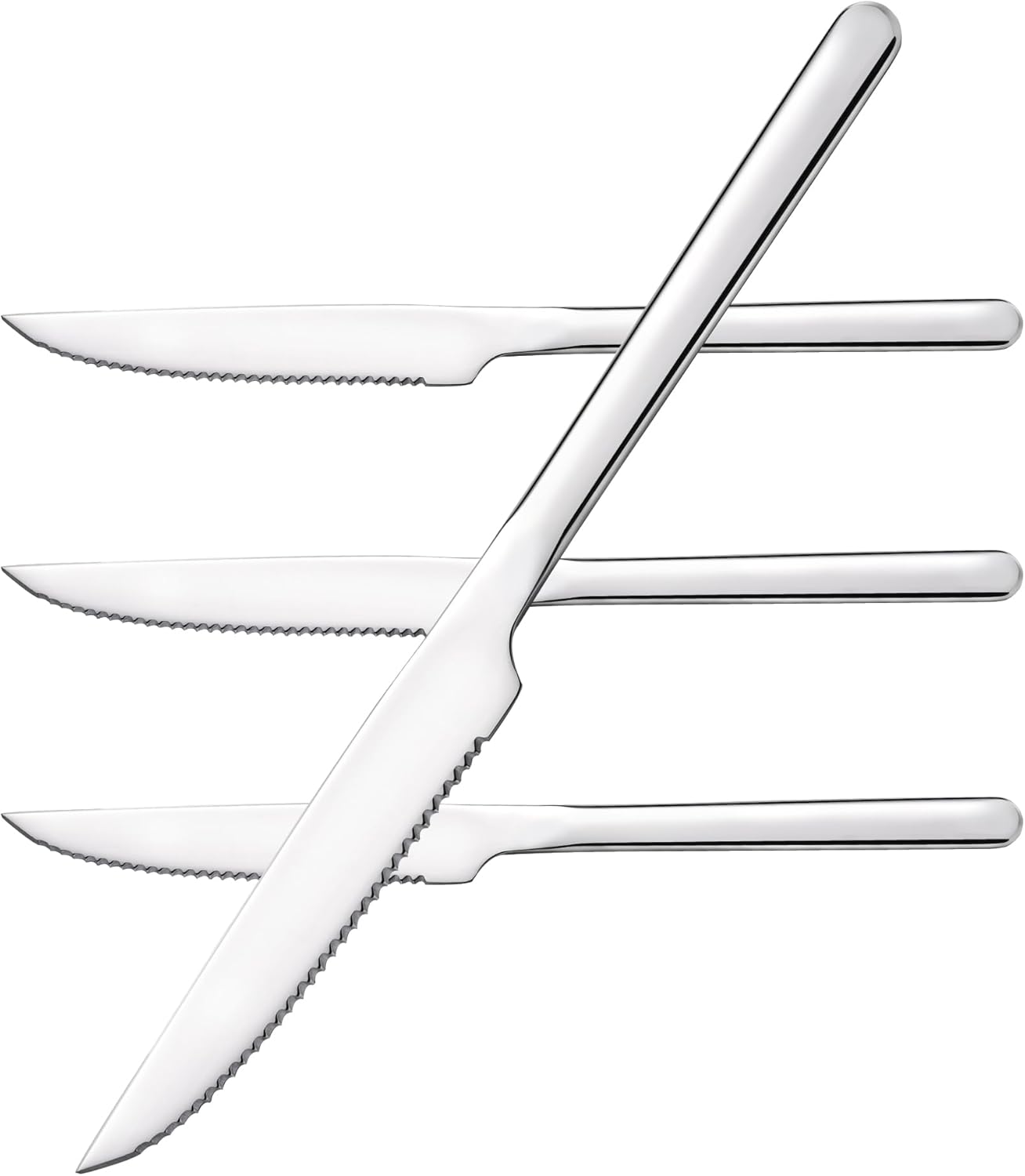 Sharp Steak Knives, German Stainless Steel Steak Knife Set of 4 with Full-Serrated Blade, 9.4-Inch Sleek Design Table Knives, Mirror Polished