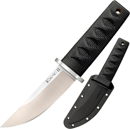 Cold Steel Kyoto 3.25" Durable Compact 8Cr13MoV Stainless Steel Fixed Blade Tanto Outdoor Hunting Utility Knife, 3 3/8" Textured Kray-Ex Handle, Sheath Included