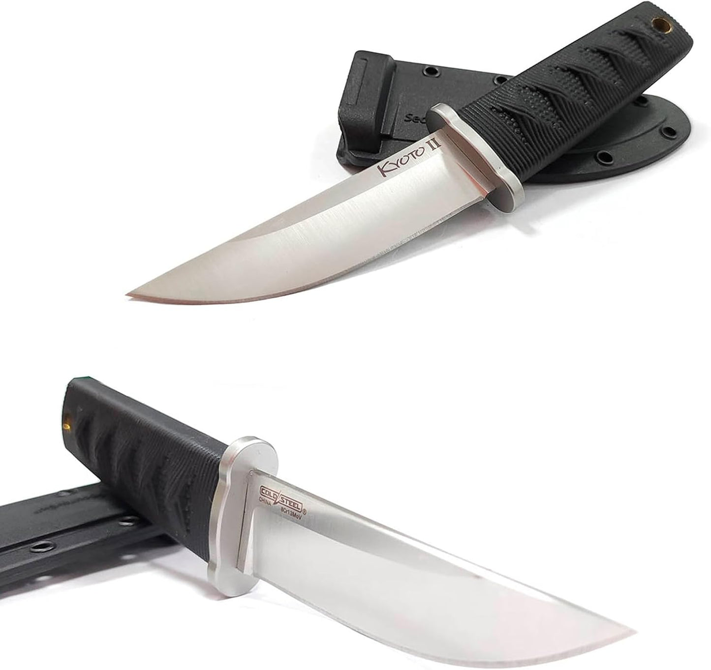 Cold Steel Kyoto 3.25" Durable Compact 8Cr13MoV Stainless Steel Fixed Blade Tanto Outdoor Hunting Utility Knife, 3 3/8" Textured Kray-Ex Handle, Sheath Included