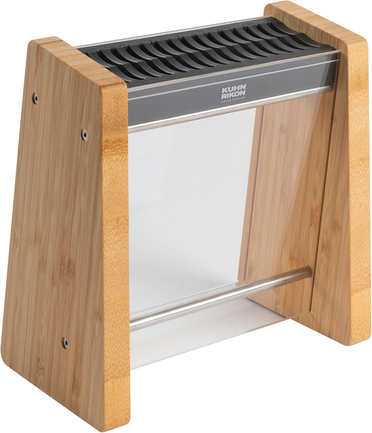 ICED Knife Block, Modern Knife Storage, Bamboo and Clear Panels, Removable Top Insert, Space Saving Countertop Knife Block